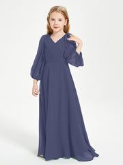Robes de Demoiselle d'Honneur Junior à Manches Longues Modestes Orageux