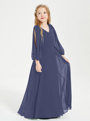 Robes de Demoiselle d'Honneur Junior à Manches Longues Modestes Orageux