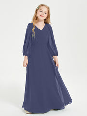Robes de Demoiselle d'Honneur Junior à Manches Longues Modestes Orageux