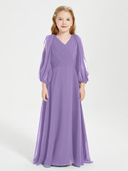 Robes de Demoiselle d'Honneur Junior à Manches Longues Modestes Tahiti