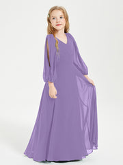 Robes de Demoiselle d'Honneur Junior à Manches Longues Modestes Tahiti