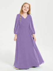 Robes de Demoiselle d'Honneur Junior à Manches Longues Modestes Tahiti