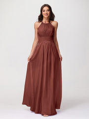 Licou Mousseline Robe Longue avec Bretelle Dentelle terracotta