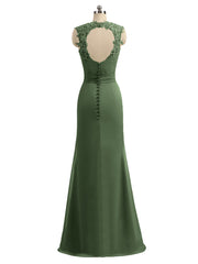 Robe Dentelle Appliquée Bretelle Fourreau Dos Nu Olive Verte Grande Taille