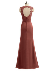 Robe Dentelle Appliquée Bretelle Fourreau Dos Nu terracotta