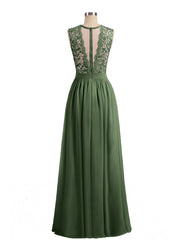 Robes Col d'illusion Mousseline et Dentelle Olive Verte
