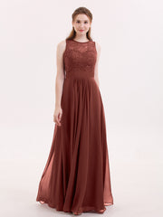 Dentelle et Mousseline Robe avec Dos Zippé terracotta