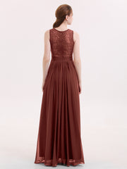 Dentelle et Mousseline Robe avec Dos Zippé terracotta Grande Taille