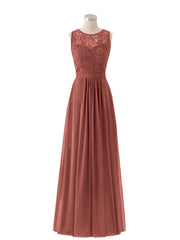 Dentelle et Mousseline Robe avec Dos Zippé terracotta