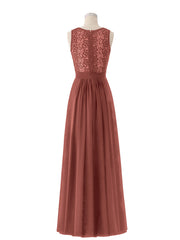 Dentelle et Mousseline Robe avec Dos Zippé terracotta