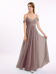 Hors De l'Épaule Spaghetti Bretelle Mousseline Robes Dusk Grande Taille
