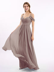 Hors De l'Épaule Spaghetti Bretelle Mousseline Robes Dusk Grande Taille