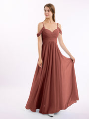 Hors De l'Épaule Spaghetti Bretelle Mousseline Robes terracotta