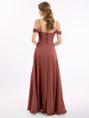 Hors De l'Épaule Spaghetti Bretelle Mousseline Robes terracotta