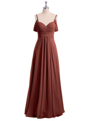 Hors De l'Épaule Spaghetti Bretelle Mousseline Robes terracotta