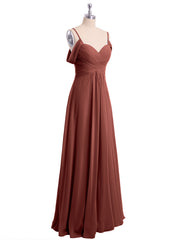 Hors De l'Épaule Spaghetti Bretelle Mousseline Robes terracotta