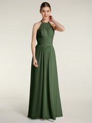 Licou Mousseline Et Dentelle Robes Longues Olive Verte