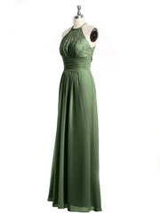 Licou Mousseline Et Dentelle Robes Longues Olive Verte