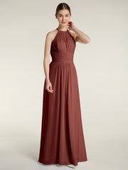 Licou Mousseline Et Dentelle Robes Longues terracotta