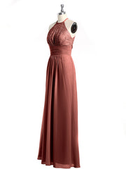 Licou Mousseline Et Dentelle Robes Longues terracotta Grande Taille