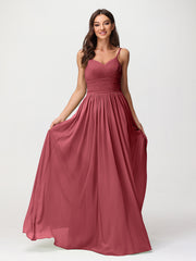 Bretelles Spaghetti Mousseline Maxi Robes Cannelle Rose Grande Taille