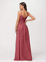 Bretelles Spaghetti Mousseline Maxi Robes Cannelle Rose Grande Taille