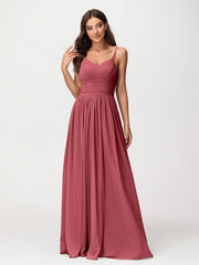 Bretelles Spaghetti Mousseline Maxi Robes Cannelle Rose Grande Taille