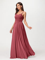 Bretelles Spaghetti Mousseline Maxi Robes Cannelle Rose Grande Taille
