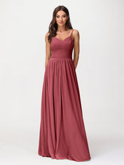 Bretelles Spaghetti Mousseline Maxi Robes Cannelle Rose Grande Taille