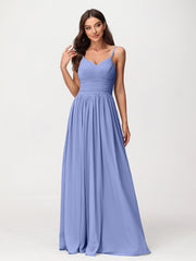 Bretelles Spaghetti Mousseline Maxi Robes Pervenche Grande Taille