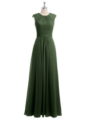 Mousseline Et Dentelle Dos Nu Longueur Complète Robe Olive Verte