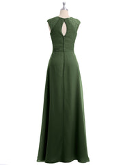 Mousseline Et Dentelle Dos Nu Longueur Complète Robe Olive Verte Grande Taille