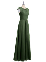 Mousseline Et Dentelle Dos Nu Longueur Complète Robe Olive Verte