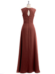 Mousseline Et Dentelle Dos Nu Longueur Complète Robe terracotta