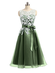 Col d'Illusion Organza avec Dentelle Ivoire Appliquée Olive Verte