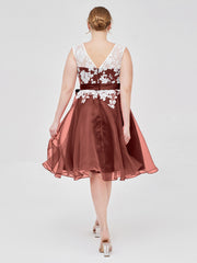 Col d'Illusion Organza avec Dentelle Ivoire Appliquée terracotta