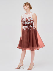 Col d'Illusion Organza avec Dentelle Ivoire Appliquée terracotta