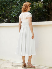 Col en V Mousseline Robe avec Bustier Appliqué Ivoire Ivoire Grande Taille