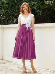 Col en V Mousseline Robe avec Bustier Appliqué Ivoire Orchidee Grande Taille