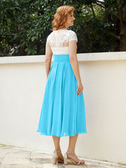 Col en V Mousseline Robe avec Bustier Appliqué Ivoire Piscine Grande Taille
