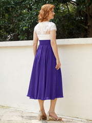 Col en V Mousseline Robe avec Bustier Appliqué Ivoire Régence Grande Taille