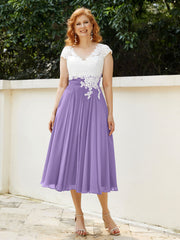 Col en V Mousseline Robe avec Bustier Appliqué Ivoire Tahiti