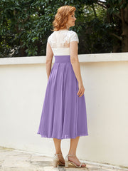 Col en V Mousseline Robe avec Bustier Appliqué Ivoire Tahiti