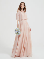 Volants Manches Spaghetti Bretelle Mousseline Robes Rose Perle Grande Taille