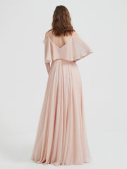 Volants Manches Spaghetti Bretelle Mousseline Robes Rose Perle