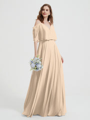 Volants Manches Spaghetti Bretelle Mousseline Robes Champagne