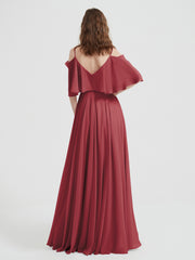 Volants Manches Spaghetti Bretelle Mousseline Robes Cannelle Rose
