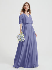 Volants Manches Spaghetti Bretelle Mousseline Robes Pervenche Taille