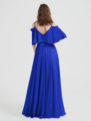 Volants Manches Spaghetti Bretelle Mousseline Robes Bleu Royale