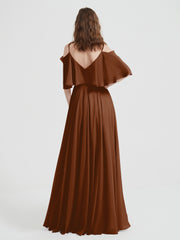 Volants Manches Spaghetti Bretelle Mousseline Robes terracotta